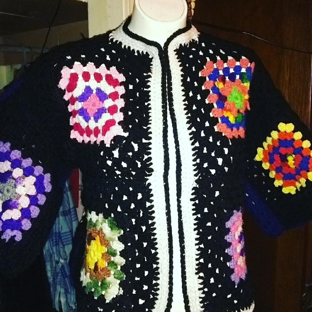 Crochet granny square jacket